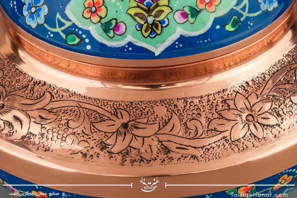 قندان سلجوقی مسی قلم زنی و پرداز سایز 17(10526)