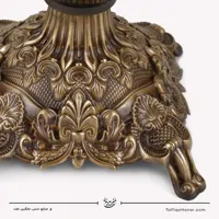جفت شمعدان لاله ای تراش خورده با بدنه برنجی طرح خورشیدی
