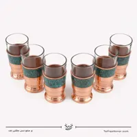 سرویس 6 نفره شربت خوری مس فیروزه کوبی