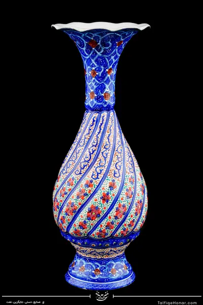 گلدان صراحی قلدار مینا کاری سایز 16 کد 003(10604)