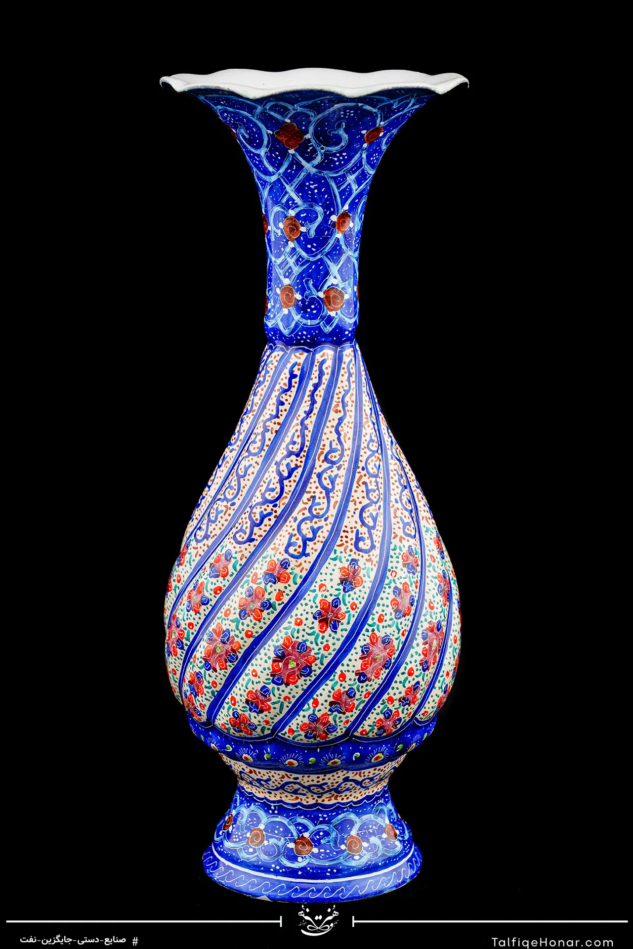 گلدان صراحی قلدار مینا کاری سایز 16 کد 003(10604)