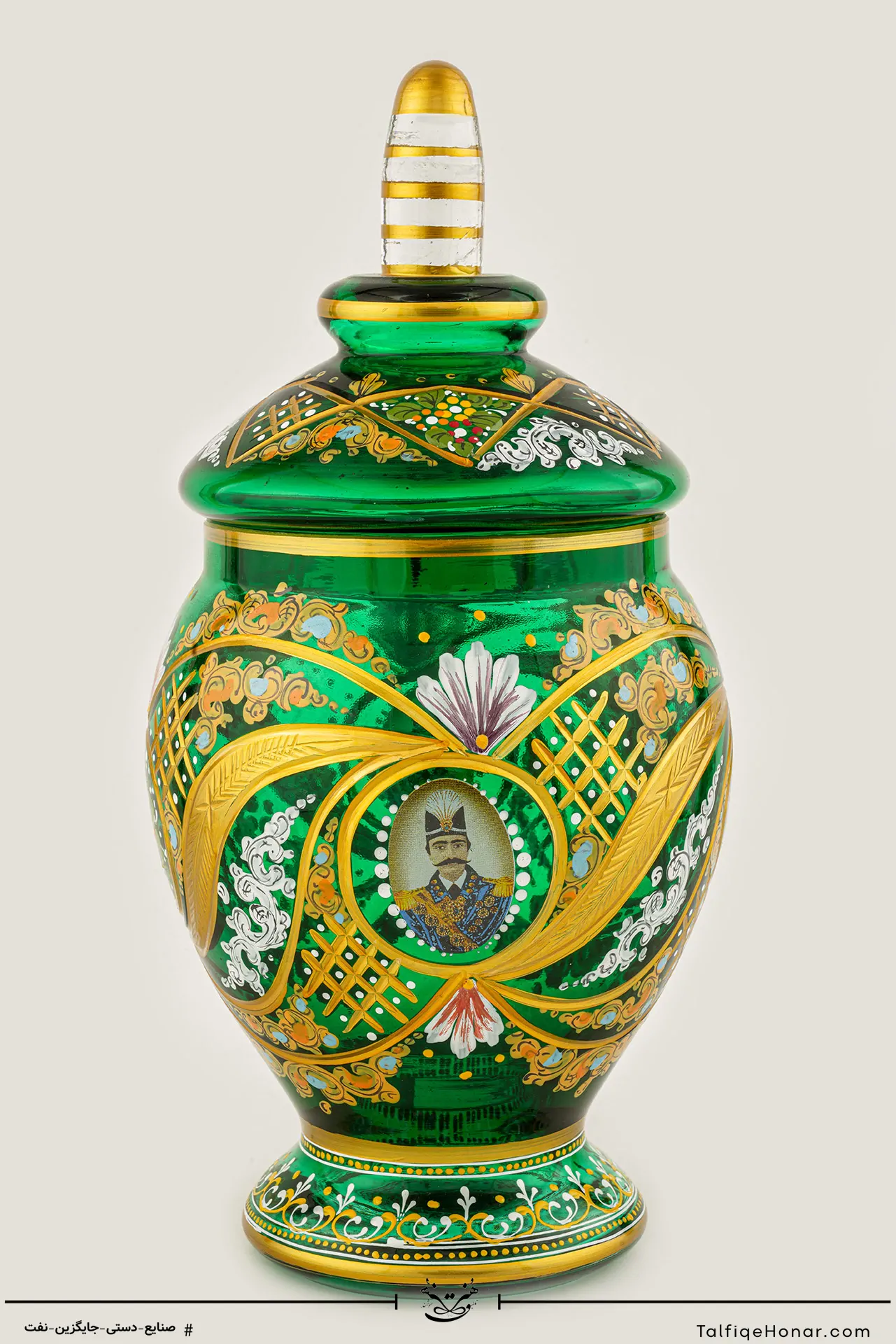 شکلات خوری آبگینه نقاشی شده سبز سایز 30