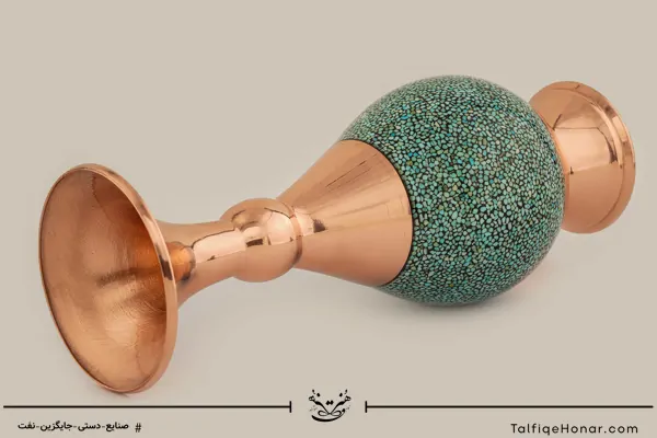 گلدان صراحی فیروزه کوب سایز 25 کد(10002)