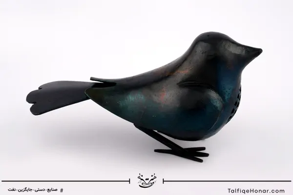 پرنده نشسته فولادی سینه مشبک (10221)
