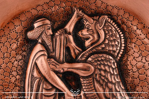 قاب بشقاب مسی قلمزنی برجسته طرح تخت جمشید