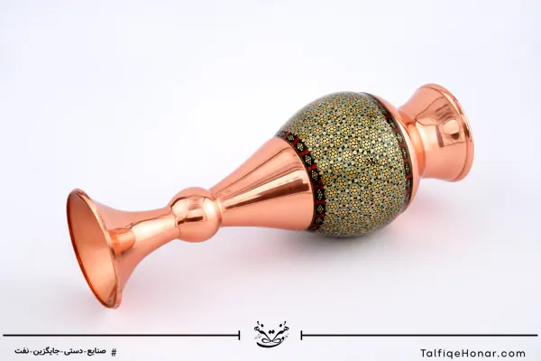 گلدان صراحی مس خاتم سایز 20(10494)