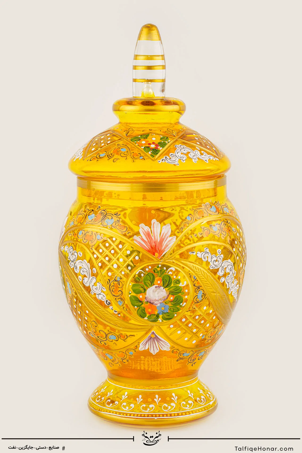 شکلات خوری آبگینه نقاشی شده زرد سایز 30