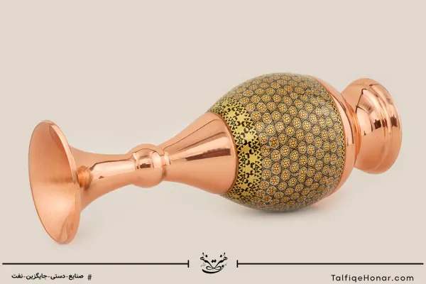 گلدان مس خاتم کاری سایز 25