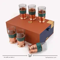 سرویس 6 نفره شربت خوری مس فیروزه کوبی