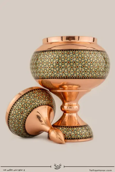  شکلات خوری مس خاتم کاری سایز 26 کد 001(10482)