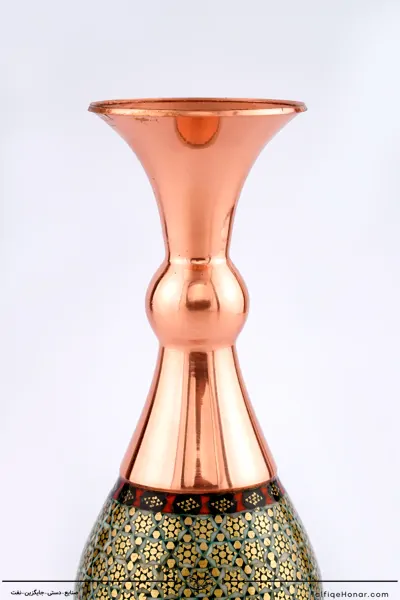 گلدان صراحی مس خاتم سایز 16(10494)