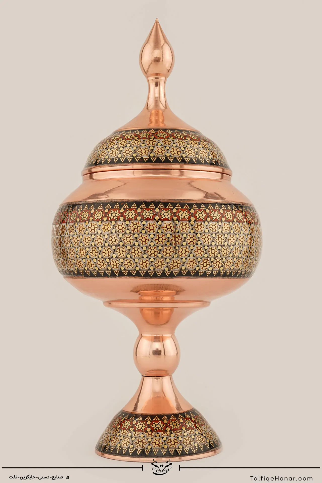 شکلات خوری مس خاتم کاری سایز 23 کد 002(10482)