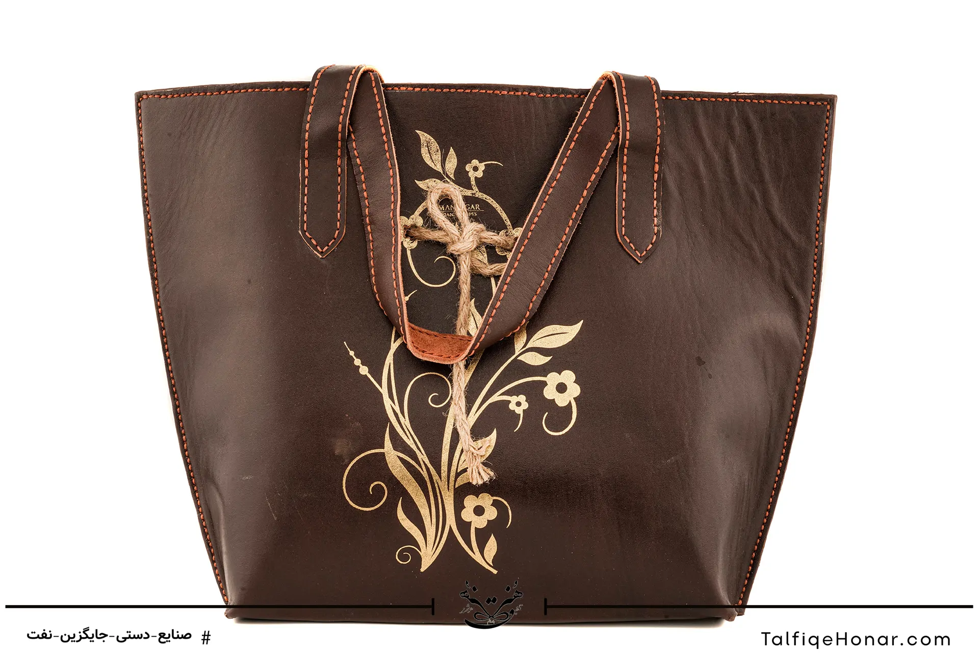  کیف چرم با چاپ طلایی سایز 10*30*30