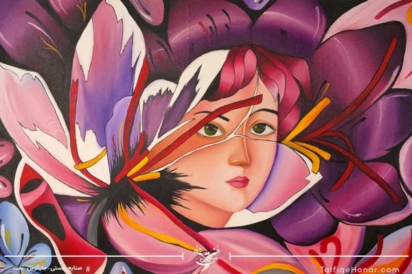 تابلو نقاشی رنگ روغن دختر زعفران سایز 100*70