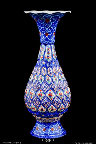گلدان صراحی قلدار مینا کاری سایز 16 کد 001(10604)