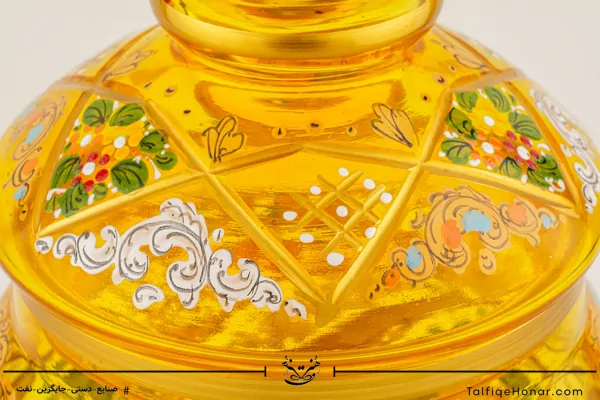 شکلات خوری آبگینه نقاشی شده زرد سایز 30