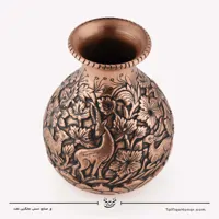 گلدان لاله ای مس قلم زنی برجسته سایز 18