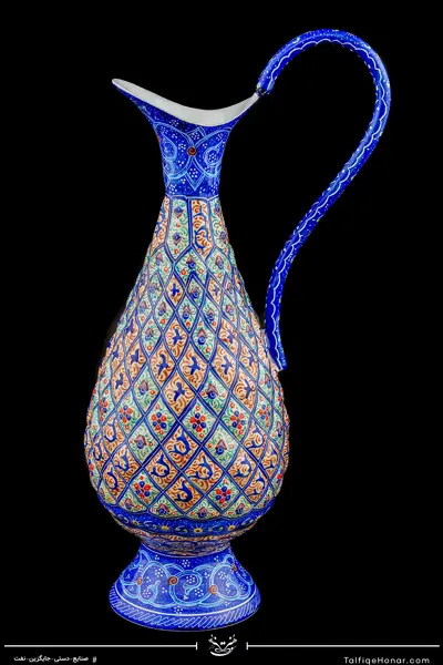 پارچ قلدار طرح اسلیمی مینا کاری سایز 20 کد 001(10604)