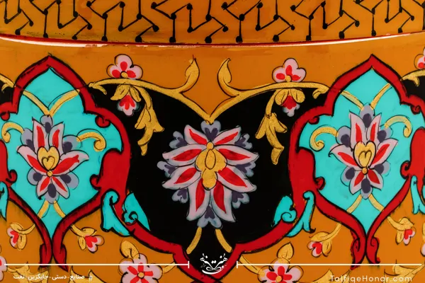 جاجواهری استوانه مس تمام پرداز شش ترنج گل ومرغ کد(10526)