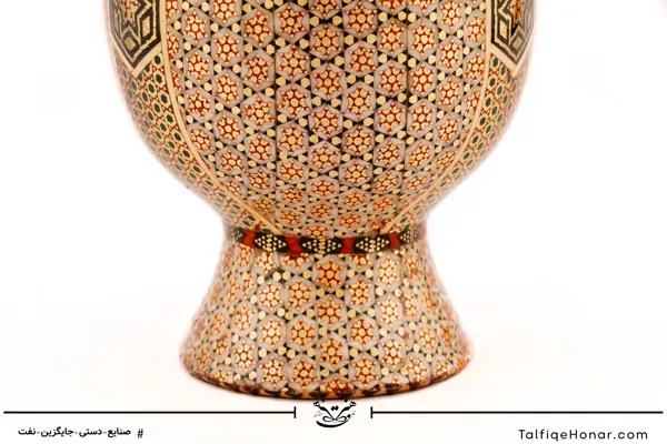 گلدان صراحی مس تمام خاتم سایز 25 کد 001(10482)