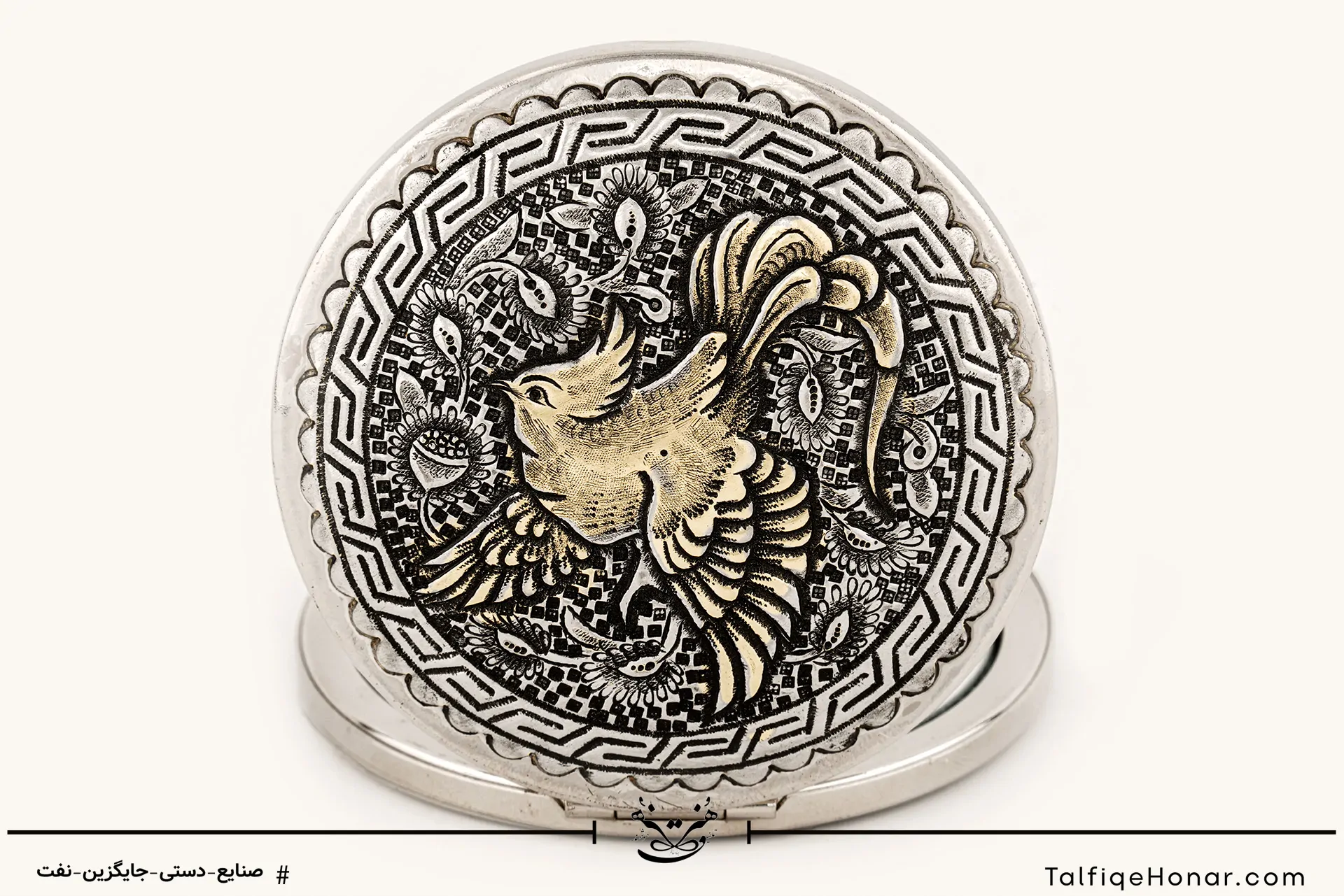  آینه برنج قلم زنی نقش سیمرغ سایز2*7*7