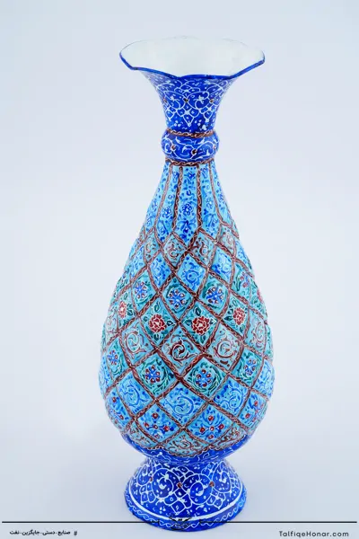 گلدان صراحی مینا کاری سایز 26 کد 002