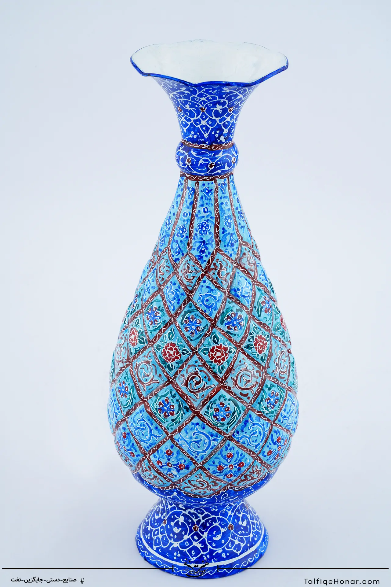 گلدان صراحی مینا کاری سایز 26 کد 002