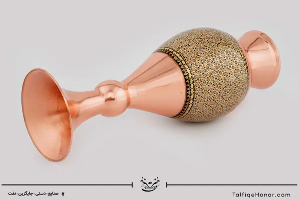 گلدان صراحی مس و خاتم سایز 25(10482)