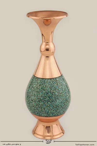 گلدان صراحی فیروزه کوب سایز 25 کد(10002)