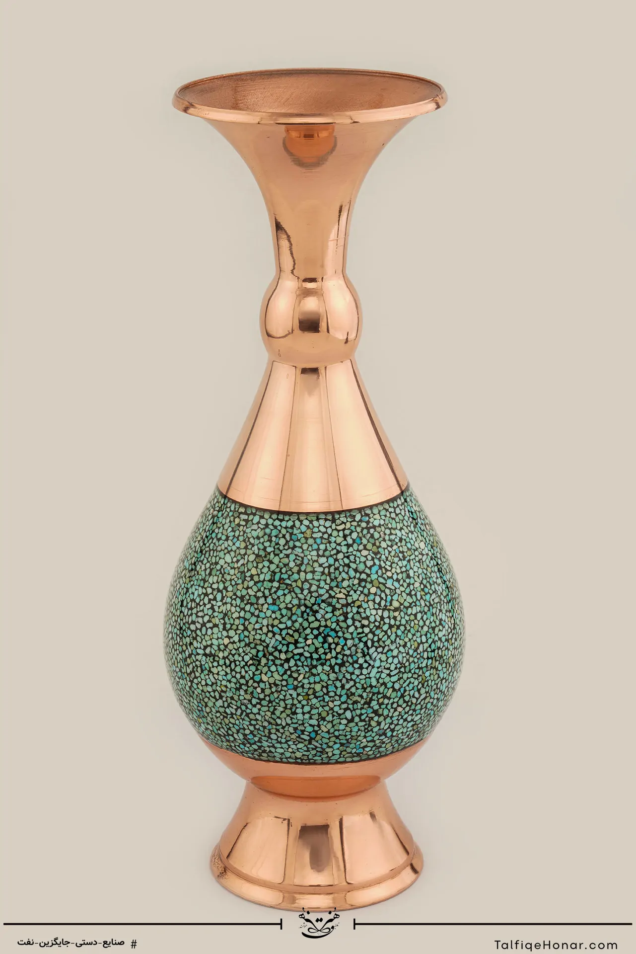 گلدان صراحی فیروزه کوب سایز 25 کد(10002)