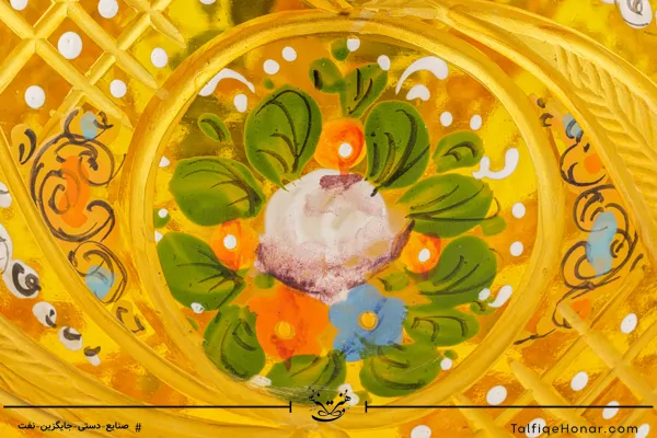 شکلات خوری آبگینه نقاشی شده زرد سایز 30