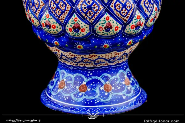 گلدان صراحی قلدار مینا کاری سایز 16 کد 001(10604)