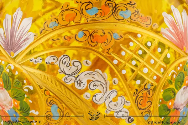 شکلات خوری آبگینه نقاشی شده زرد سایز 30