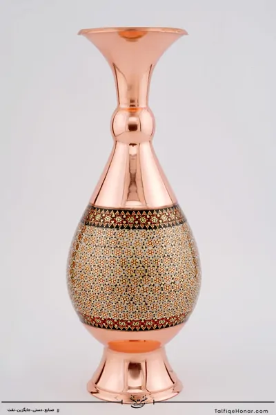 گلدان صراحی مس خاتم سایز 25 کد 001(10482)
