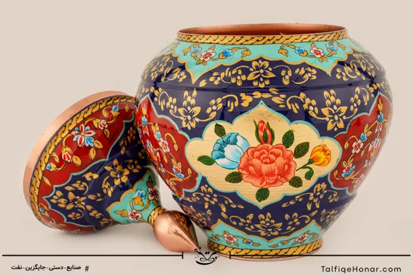  قندان سیبی تمام  پرداز با ورق طلا سایز 23