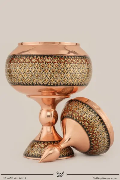 شکلات خوری مس خاتم کاری سایز 23 کد 002(10482)