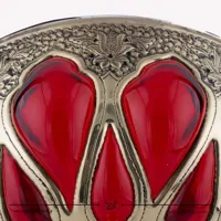 ظرف میوه خوری قلمزنی و آبگینه رنگ قرمز قطر 23