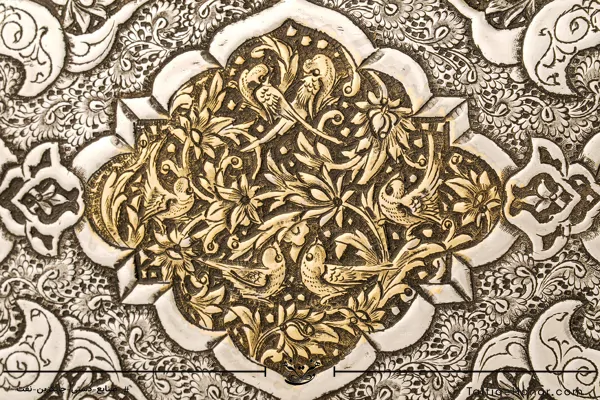 کیف قلم زنی گل و مرغ و ترنج اسلیمی سایز 14*20 کد 10443