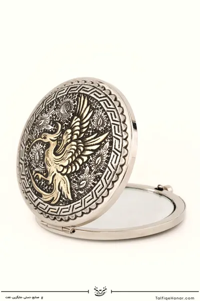 آینه برنج قلم زنی نقش ققنوس سایز2*7*7