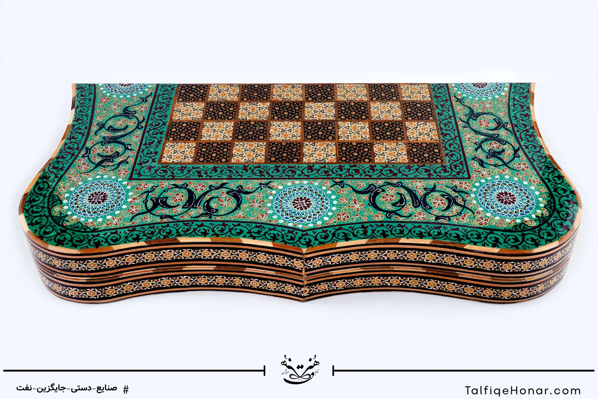  تخته نرد دالبری خاتم طرح اسلیمی و ختایی (10002)