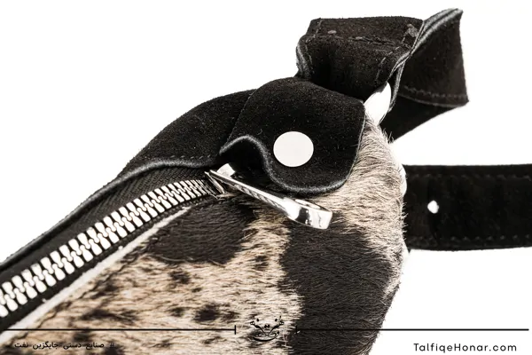 کیف چرم و پوست سیاه و سفید سایز 30*50