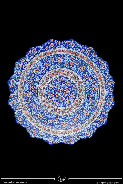 بشقاب مینا کاری گل و مرغ قطر 35(10514)