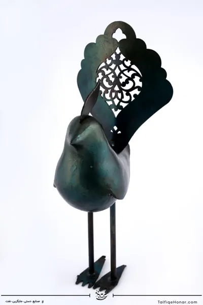 پرنده تاج دار فولادی دم مشبک پا بلند کد 002(10221)