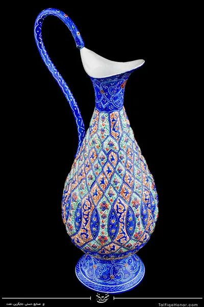 پارچ قلدار طرح اسلیمی مینا کاری سایز 20 کد 002(10604)