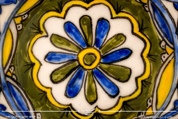 کاسه نقاشی زیر لعابی طرح شمسه