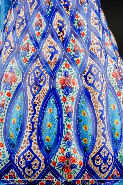 پارچ قلدار مینا کاری زمینه رنگ فیروزه ای سایز 16(10604)