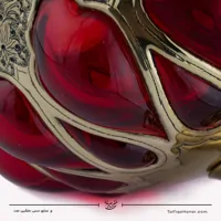 ظرف میوه خوری قلمزنی و آبگینه رنگ قرمز قطر 23