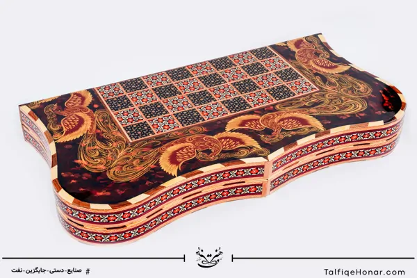 تخته نرد دالبری خاتم طرح سیمرغ (10002)