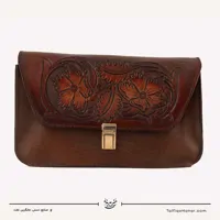 کیف دوشی زنانه حکاکی کلاسیک طرح هونو رنگ قهوه ای سایز 12*25