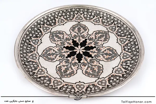 سینی مسی قلمزنی طرح اسلیمی قطر 30(10706)